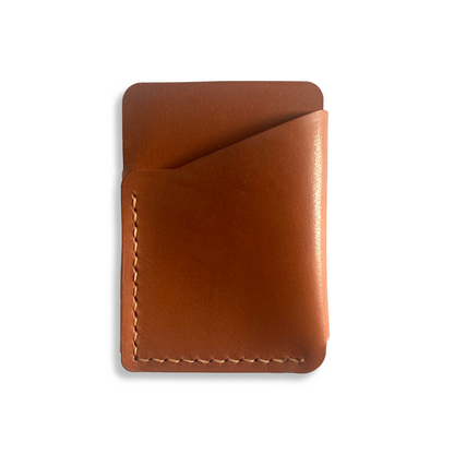 Handmade leather cardholder in windsor tan, back view